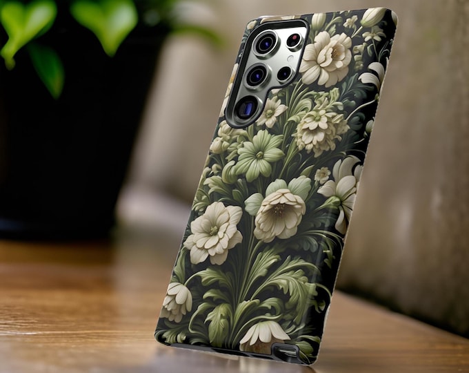 Green Vintage Botanical William Morris Style Nature  Samsung S24  S23 S22 S21 Plus Ultra case cover iPhone 16 15 14 13 Pro Max Plus