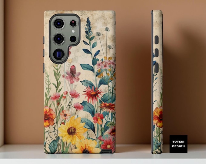 Wildflowers Samsung tough cases S25 S24 S23 Vintage floral botanical art tough iphone Samsung Google 9 8 cases| iPhone 16 15 14 13 12 11