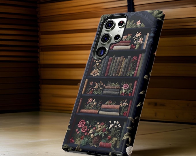Library Book Phone Cases Goth dark academia books floral bookish iPhone  Samsung S25 S24 S23  S22 Plus Ultra 16 15 14 13 12 11 Pro Max Plus