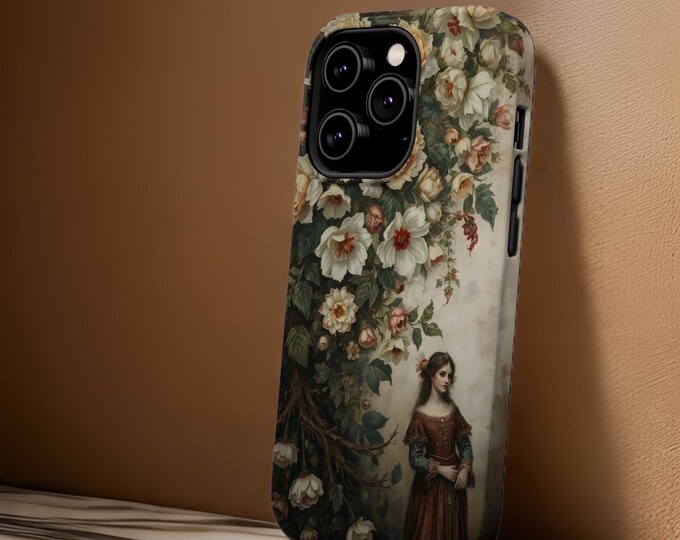Mystical Medieval Art Magnetic Cases,  iPhone Protective Case, Dark Floral Academia, MagSafe Compatible, 16, 15, 14, 13, Pro Max Plus