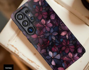 Dark Floral Tough Phone Case: Dual Layer Protective Samsung iPhone Cover