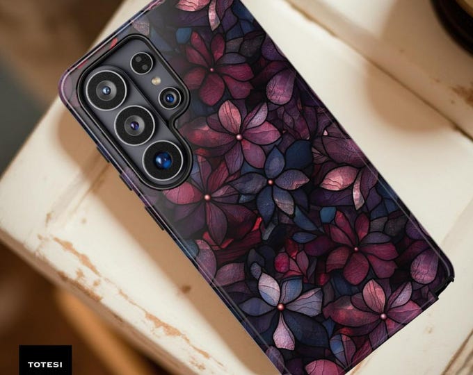 Dark Floral Tough Phone Case: Dual Layer Protective Samsung iPhone Cover