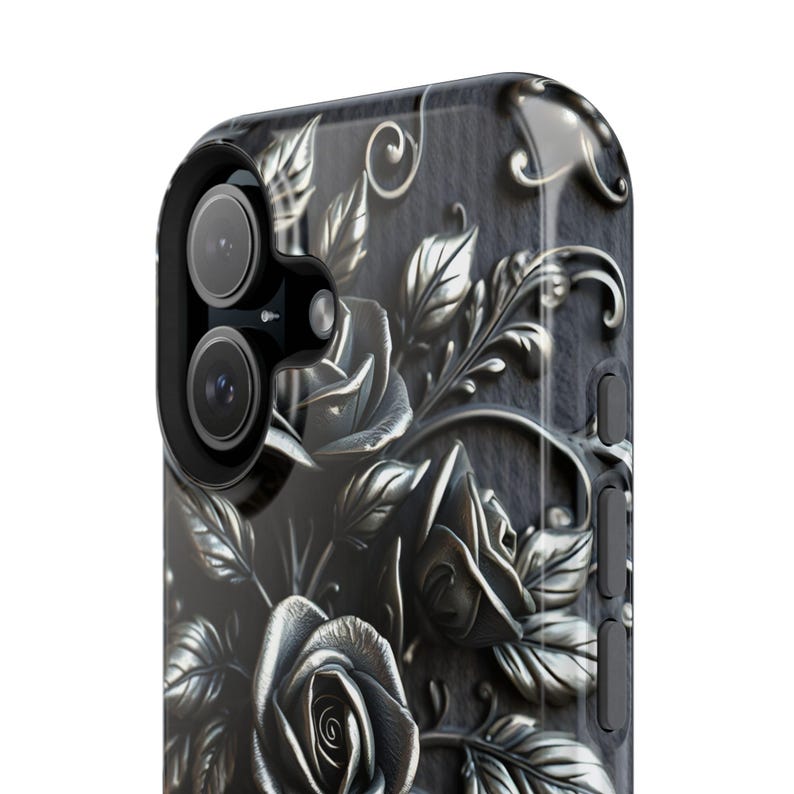 Gothic Black Roses Phone Case | Magnetic Impact-Resistant Case image 12
