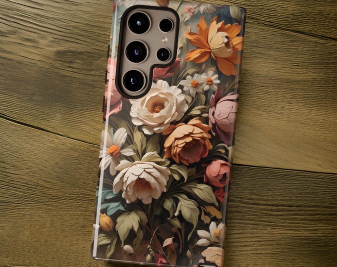 Tough Cases, Phone Shell Protective Cases, Pretty Boho Floral Design, iPhone 16 15 13 14, Samsung Galaxy Phone Cases, S24 S23 S22 S21 Plus,