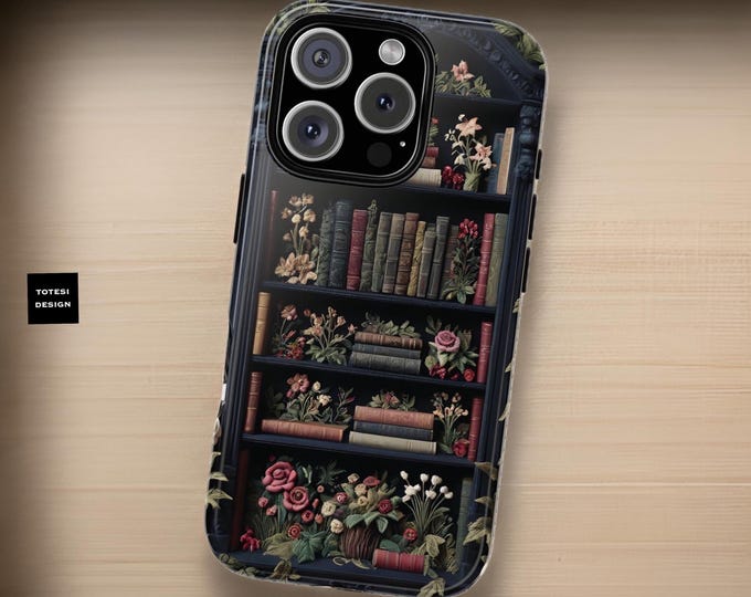 Library Book Phone Cases Goth dark academia books floral bookish iPhone  Samsung S25 S24 S23  S22 Plus Ultra 16 15 14 13 12 11 Pro Max Plus