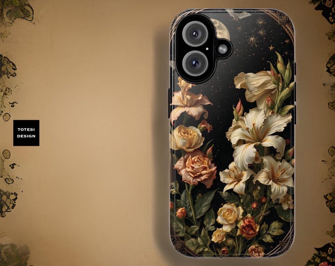 Phone Cases Women, Dark Academia Vintage Floral iPhone Samsung Art Nouveau, Birthday Gift Mom, Tough Protective Cover, Unique Custom Case,
