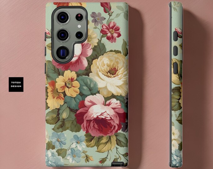 Vintage pastel floral botanical art tough iphone Samsung Google cases| iPhone 16 15 14 13 12 11 Pro Max, Pro, Plus| Samsung S25 S24 S23