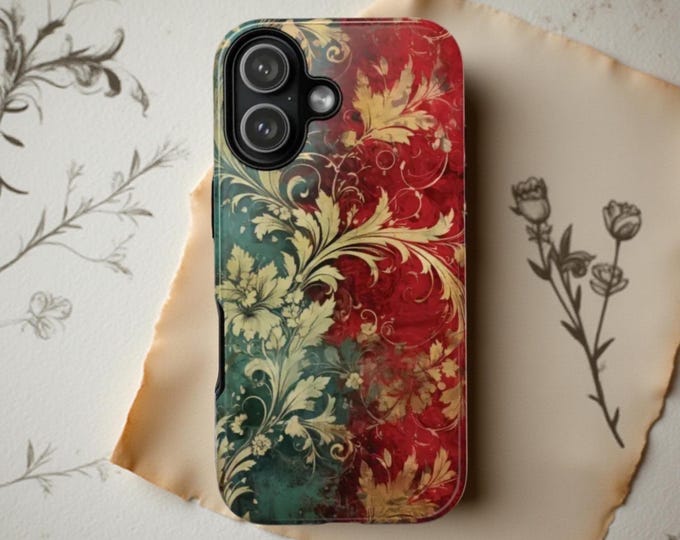 Christmas Vintage  iPhone Samsung Tough Case: Vintage Grunge Holiday Pattern