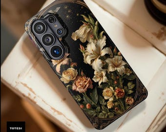 Dark nouveau flowers nature iPhone Magnetic Magsafe Tough Case, Dark Academia Gift, sturdy protection