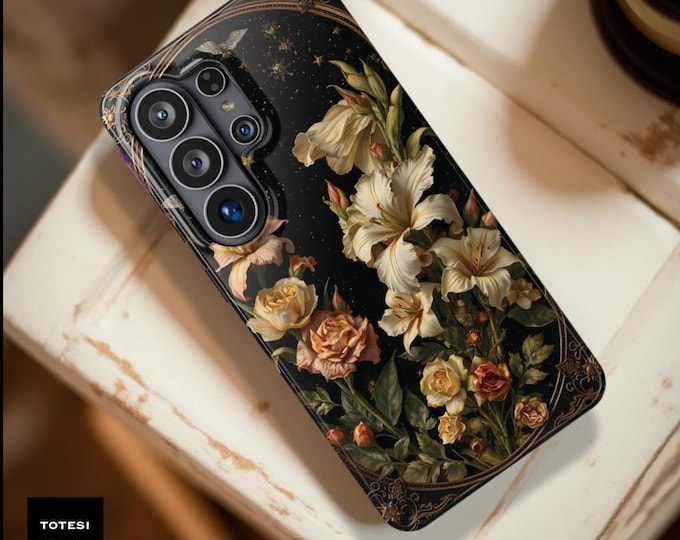 Dark nouveau flowers nature iPhone Magnetic Magsafe Tough Case, Dark Academia Gift, sturdy protection