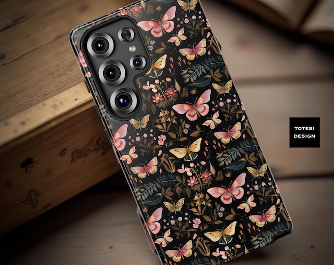 Dark Butterfly Botanical Phone Case: Samsung Galaxy