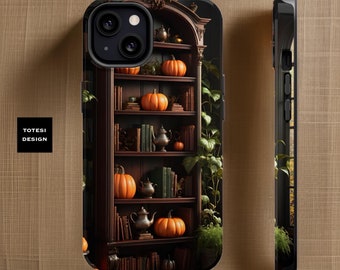 Fall pumpkins books iPhone case Magnetic iPhone case Dark Academia aesthetic  - 13 14 15 16 Pro Max Plus Mini Glossy Matte Book lover gift
