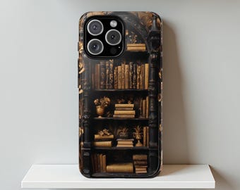 Vintage Bookshelf iPhone Case: Gothic Library Bookworm Gift