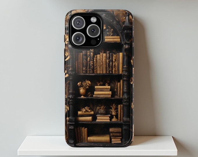 Vintage  Bookshelf bookish Samsung Google iPhone Case, Tough Case for Samsung Galaxy & iPhone, Vintage Style, Book Worm Gift, Literary