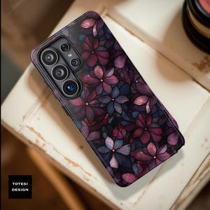 Dark Floral Mosaic Tough Phone Case | Impact Resistant