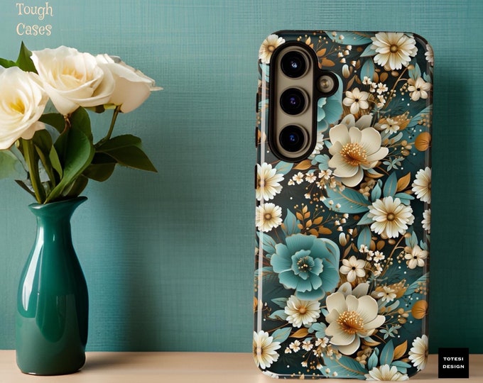 Floral Aesthetic Samsung phone case S25 S24 S23 S22 Plus Ultra | iPhone 11-16 Dual layer shockproof | Glossy or Matte