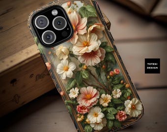 Nouveau Flower Boho Chic Phone Case: Protective Floral Cover iPhone 17 16 Samsung Cases