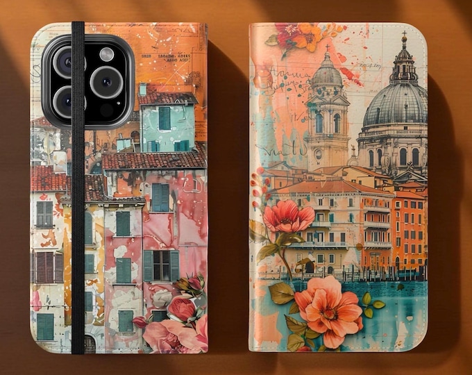 Italy Travel Gift Wallet Phone Case, Samsung iPhone Flip Cases, Cardholder Stand Folio, S25 S24 S23, 16 15 14 13