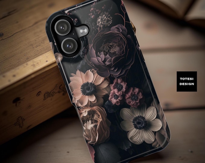 Dark Floral Academia MagSafe iPhone Case: Gothic Style, Glossy or Matte
