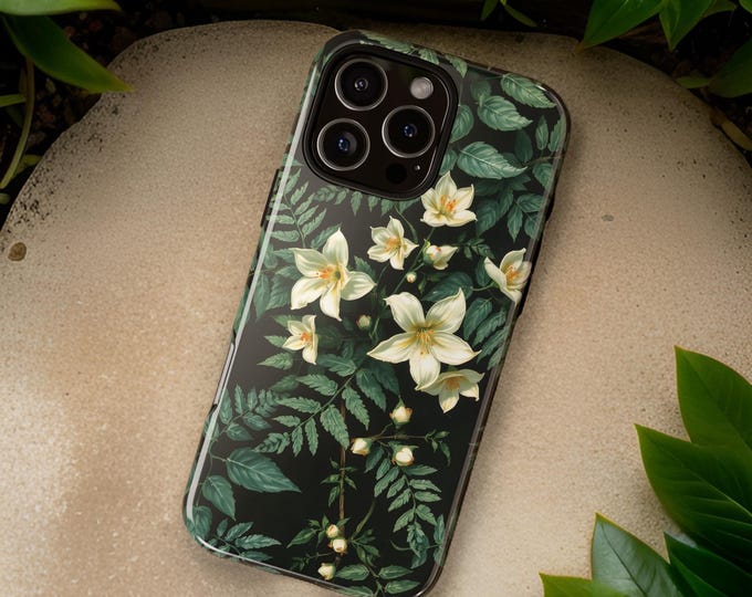 Botanical Green Ferns Tough Phone Case, iPhone Samsung Galaxy S24 S23 S22, Nature Floral Protection Cover, Plant Lover Gift, Botanical Phone