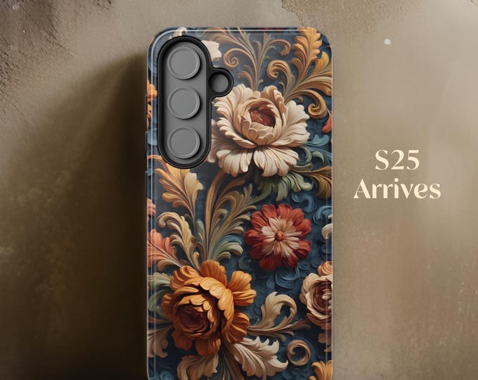 Samsung Phone case her dark floral academia iPhone 16 15 14 13 12 Pro Max Plus tough case| S25 S24 S23 S22 l Plus Ultra | Gift birthday Her