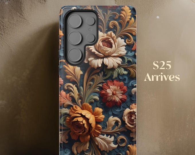 Samsung Phone case her dark floral academia iPhone 16 15 14 13 12 Pro Max Plus tough case| S25 S24 S23 S22 l Plus Ultra | Gift birthday Her