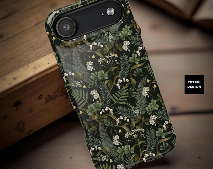 Botanical Dark Green iPhone Tough Case: Floral Magical Forest