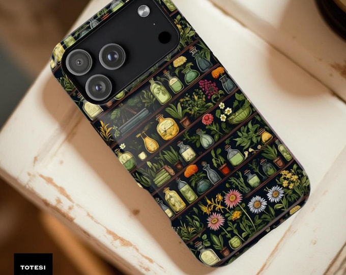 Nature Apothecary iPhone Case: Floral Plants Design, MagSafe Compatible