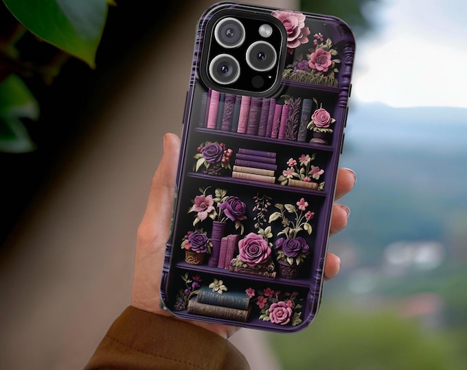 Bookish Bookworm Goth Dark Academia iPhone Magnetic Tough Case, Cute Goth Comp Charging Case, Tough Phone Cover 16 15 14 13