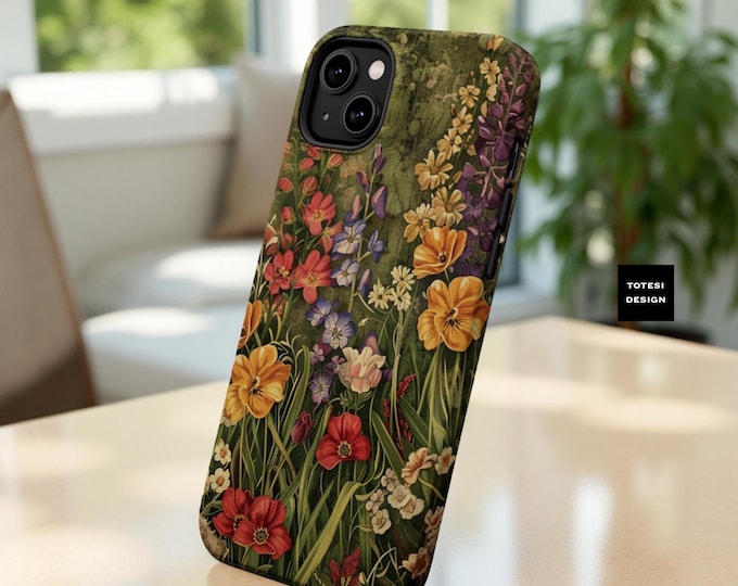 Nature Wildflower Green Garden Spring MagSafe iPhone Tough Case - Fits 16 15 14 13 Pro Max Plus, Floral Botanical Protective Cover, Magnetic