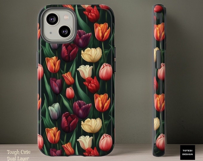 Tulips Botanical Nature Tough Phone Case Samsung Galaxy iPhone Google  | Glossy or Matte | Birthday Gift under 30 for Aunt sister