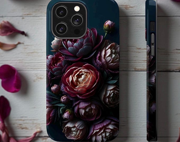 Vintage Dark Floral iPhone Case, Gothic Romantic MagSafe Cover