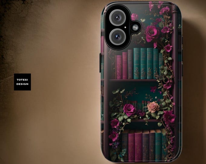 Dark academia gothic  bookshelf floral Samsung Galaxy S24 S23 S22 S21 Plus Ultra| 16 15 14 13 12 11 Pro Max Plus