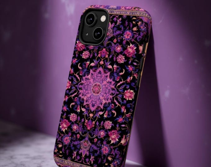 Pink Boho Oriental Carpet iPhone MagSafe Case | Magnetic Impact-Resistant