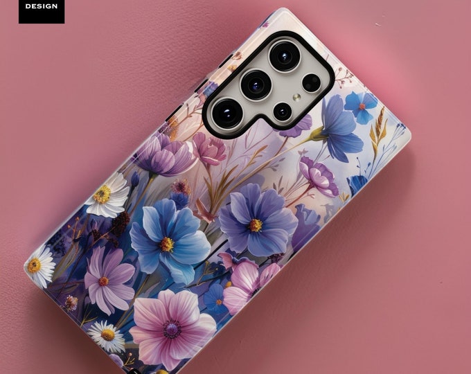 Floral pretty boho Samsung Galaxy Tough Case S24 S23 S22 S21 Plus Ultra  |Glossy or Matte| Gift for Flower Lover