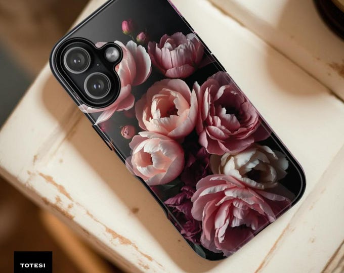 Peony Floral Phone Case, Elegant Blush Pink Rose Art  iPhone & Galaxy