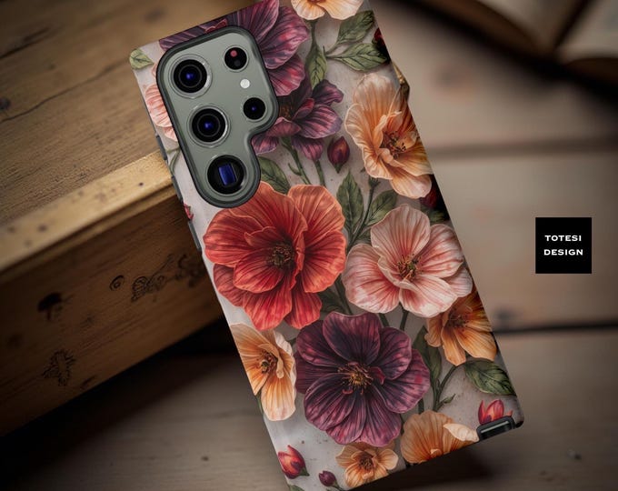 Boho Chic Samsung S25 S24 S23 Phone Cases Cover Tough Cases pretty cute floral  unique art aesthetic| tough phone cases| iPhone 17 - 11