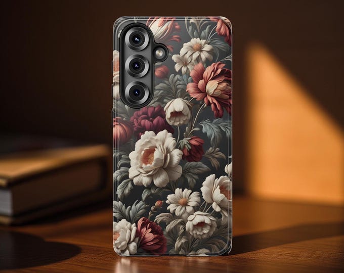 Phone cases her , Unique Victorian floral art Tough Case Samsung Galaxy iPhone Matte Glossy,  S25 S24 S23 16 15 14 13 Pro Max Plus
