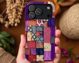 Vintage Floral unique art colorful Retro Quilt Pattern Phone Case | Magnetic Impact-Resistant Case