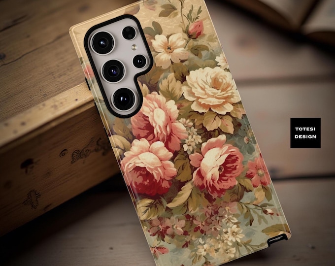 Vintage pastel pretty floral art tough phone case| iPhone, Google or Samsung