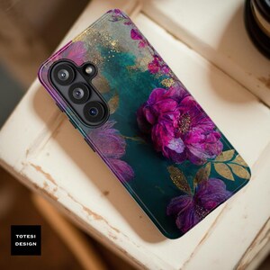 Floral Fine Art Phone Case: Turquoise, Purple, Pink - Tough Case image 5