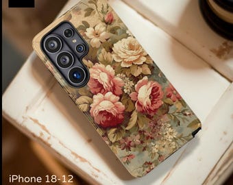 Vintage pastel pretty floral art tough phone case