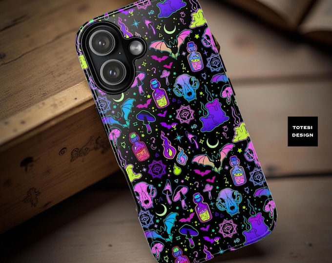Halloween phone case bats skulls Neon iPhone Samsung Tough Cases