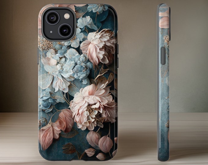 Gothic Floral Botanical Nature iPhone Tough Case 16 15 14 13 12 Pro Max Plus Mini|  Glossy or Matte