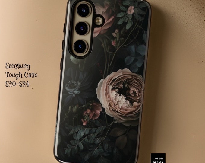 Gothic Dark Floral Academia, Samsung Galaxy Tough Case S24 S23 S22 S21 Plus Ultra| ornamental Victorian Gothic floral,Glossy or Matte