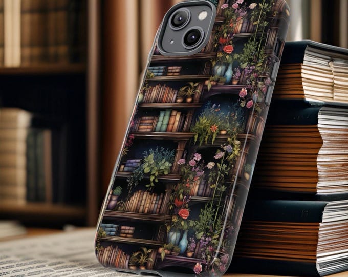 Book Shelves iPhone Garden Winter Whimsical Dark Academia iPhone Tough Case 16 15 14 13 12 11 Pro Max Plus Samsung Galaxy Google Phone