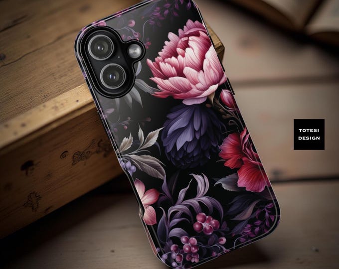 Gothic Purplr Pink Romantic Floral Tough Case: Dark Purple Academia