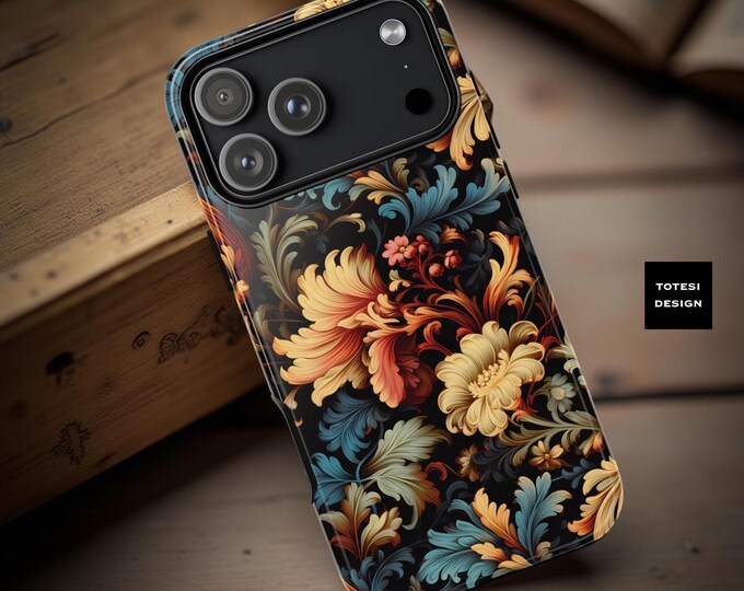Vintage Floral iPhone Tough Case: Bohemian Botanical Art