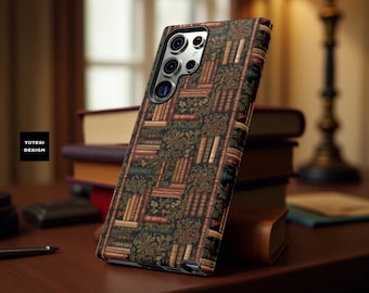 Book library Book Shelf aesthetic| tough dual layer iphone case 17 16 15 14 13 12 11 Samsung Galaxy S25 S24 S23 Glossy or Matte