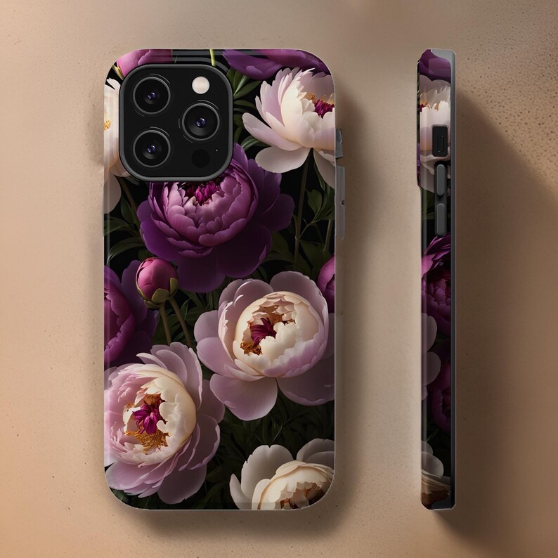 Dark Floral Peonies iPhone Case Dual Layer Tough Case Bold